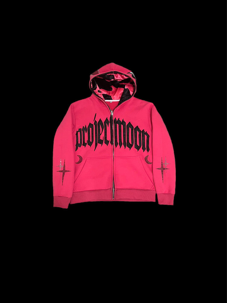 Hot-Pink Full-Zip Hoodie