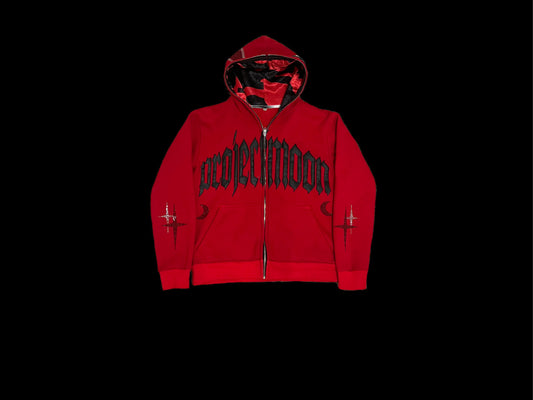 Cherry Red Full-Zip Hoodie